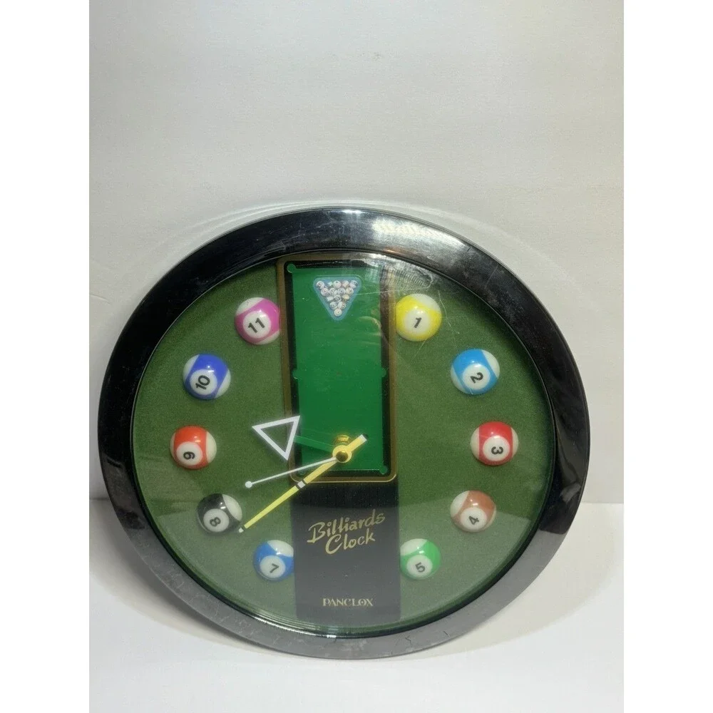 Vintage Billiards Clock Pool Ball Wall Clock Game Room Man Cave Decor Quartz